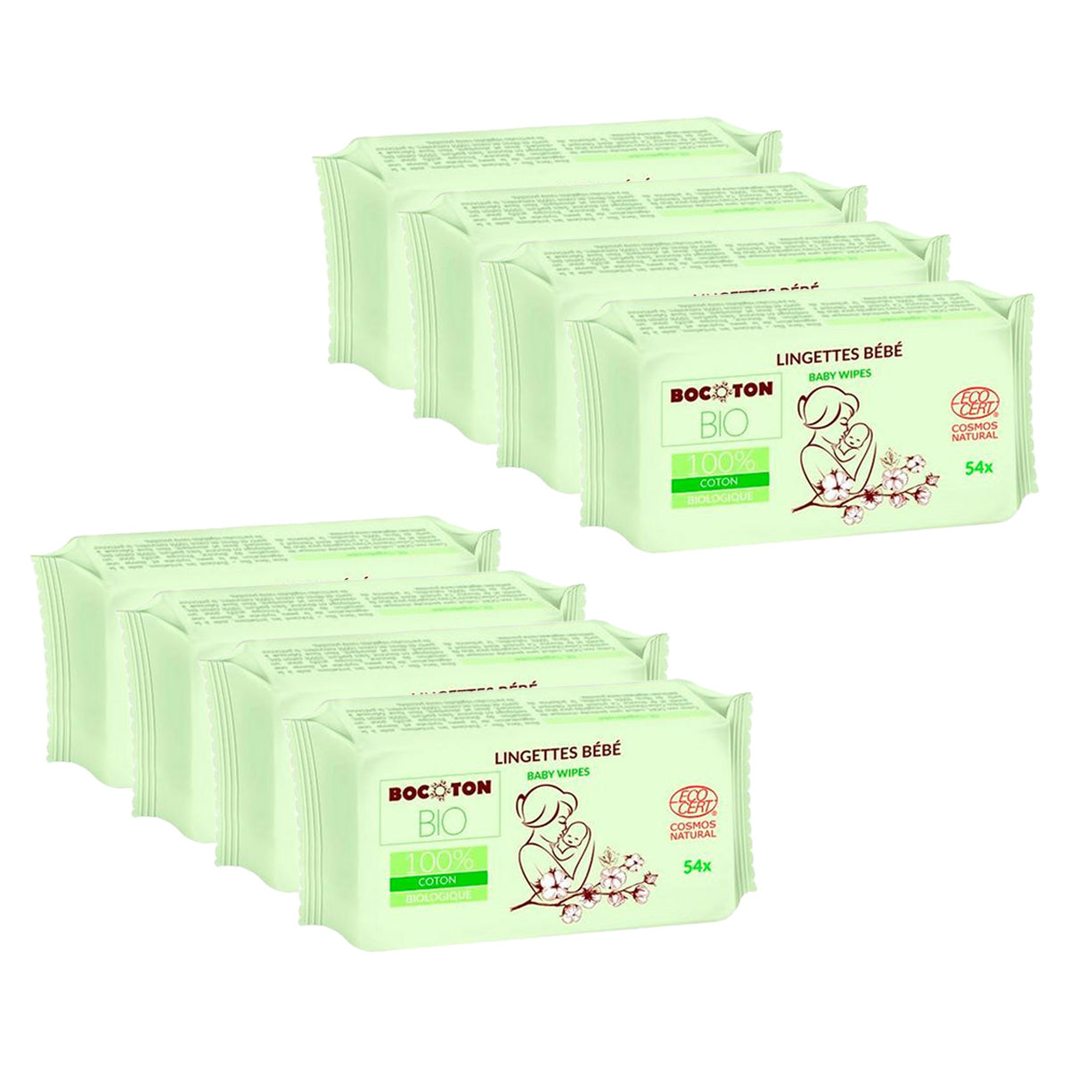 Pack 8 x Toallitas de Bebé Bocoton 54 uds