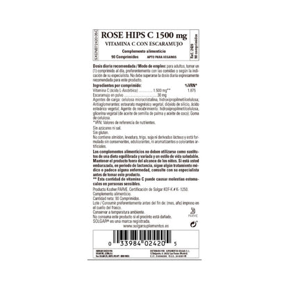 Pack 2x Rose Hips Vitamina C con escaramujos 1500 mg, 90 comprimidos