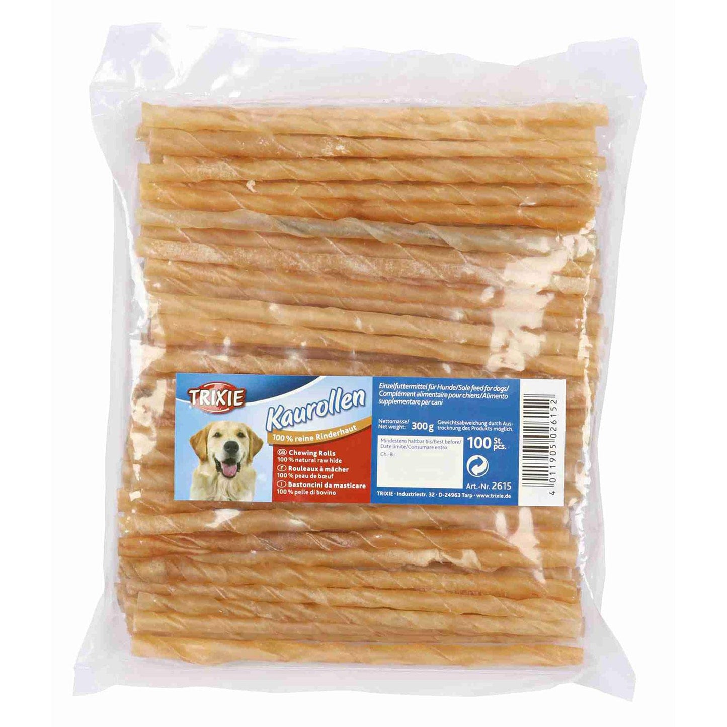 Trixie 100 Rollitos Prensados Piel Natural,12cm Ø5-6mm