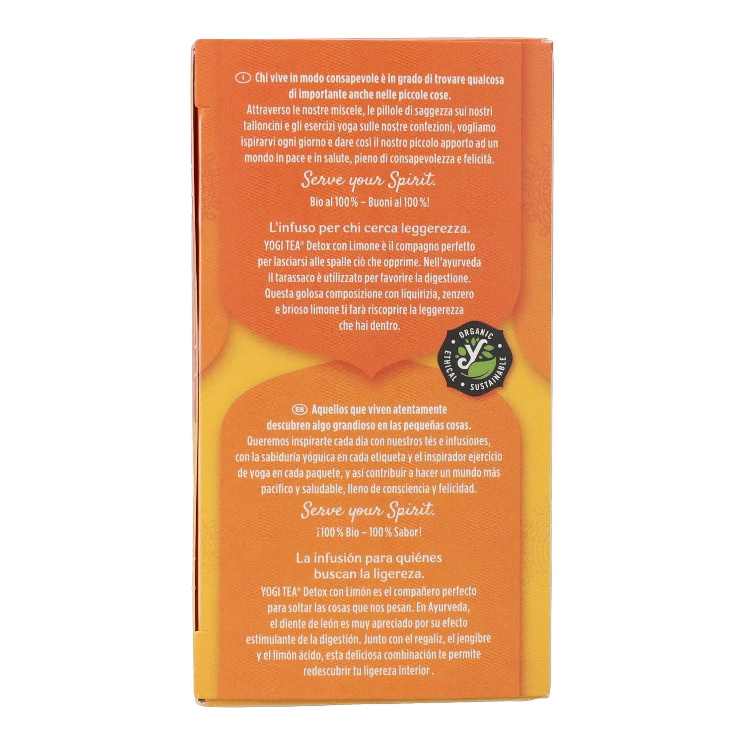 Yogi Tea BIO Detox con limón 17 bolsitas