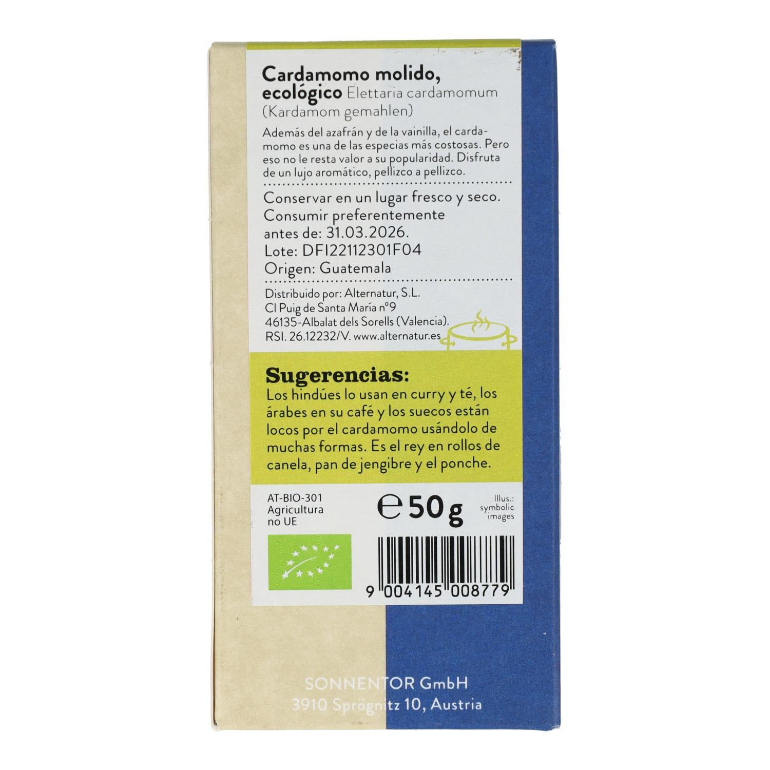 Cardamomo molido bio Sonnentor 50 g