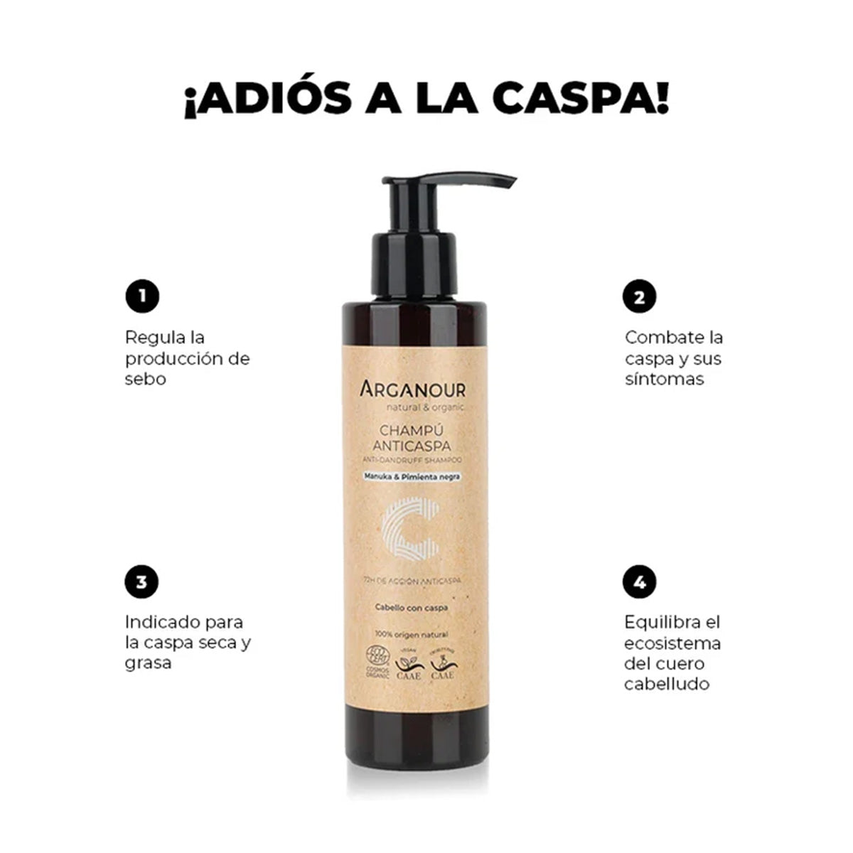 Champú anticaspa sin sulfatos Arganour 200 ml