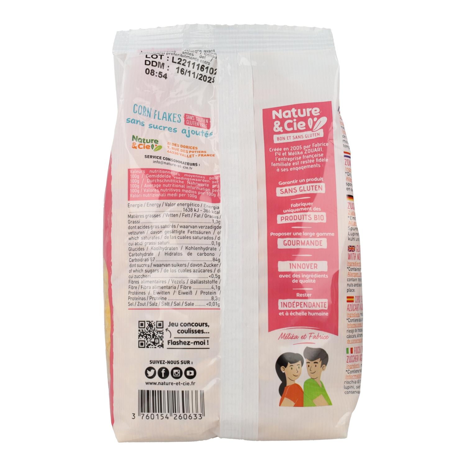 Copos De Maiz Tostado Sin gluten y sin azúcar Bio Nature & Cie 200 gr
