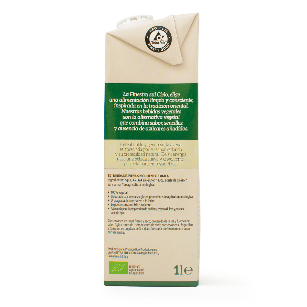 Bevanda di avena senza glutine Bio La Finestra Sul Cielo 1 L