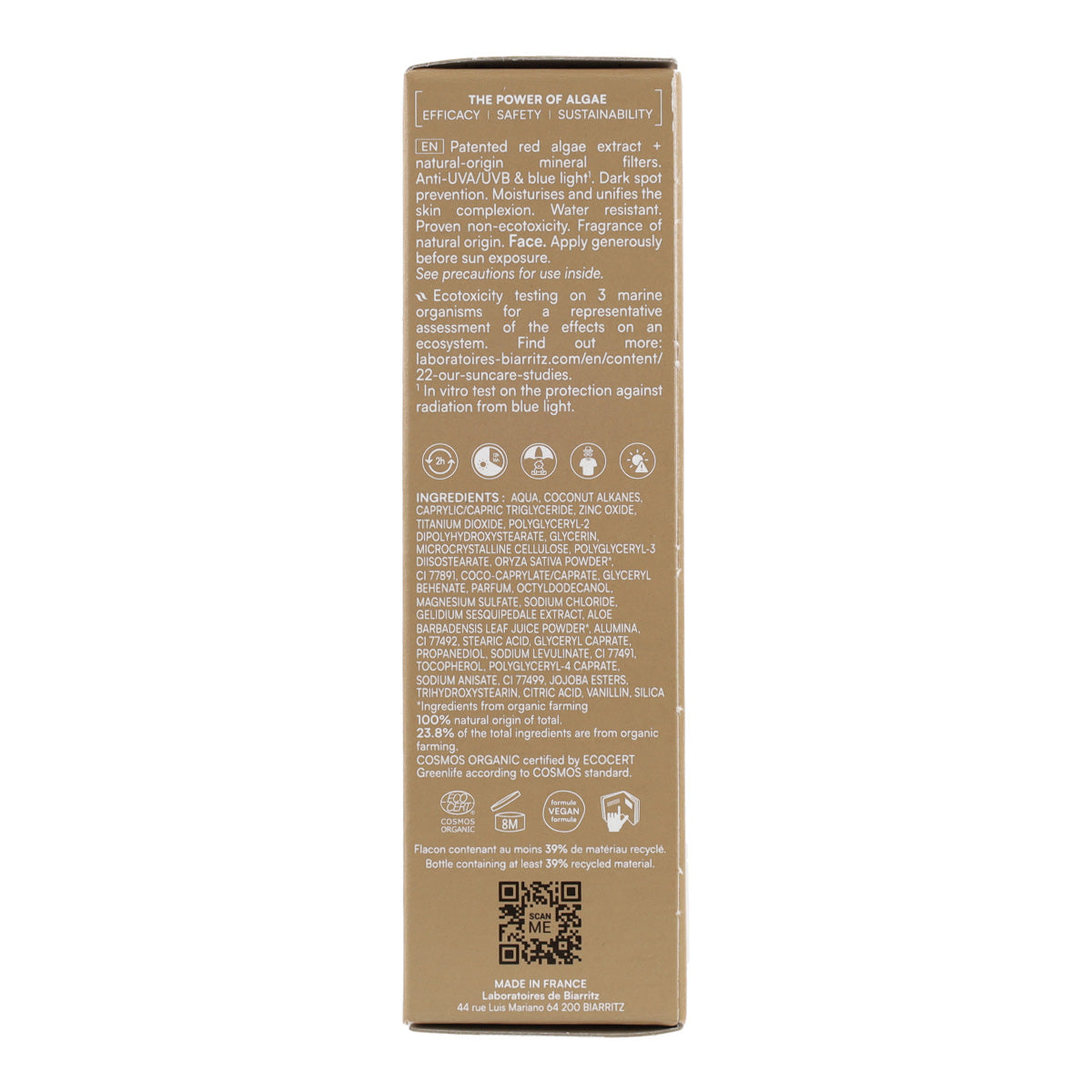 Crema solare protettiva per il viso color beige SPF30 Alga Maris 50 ml