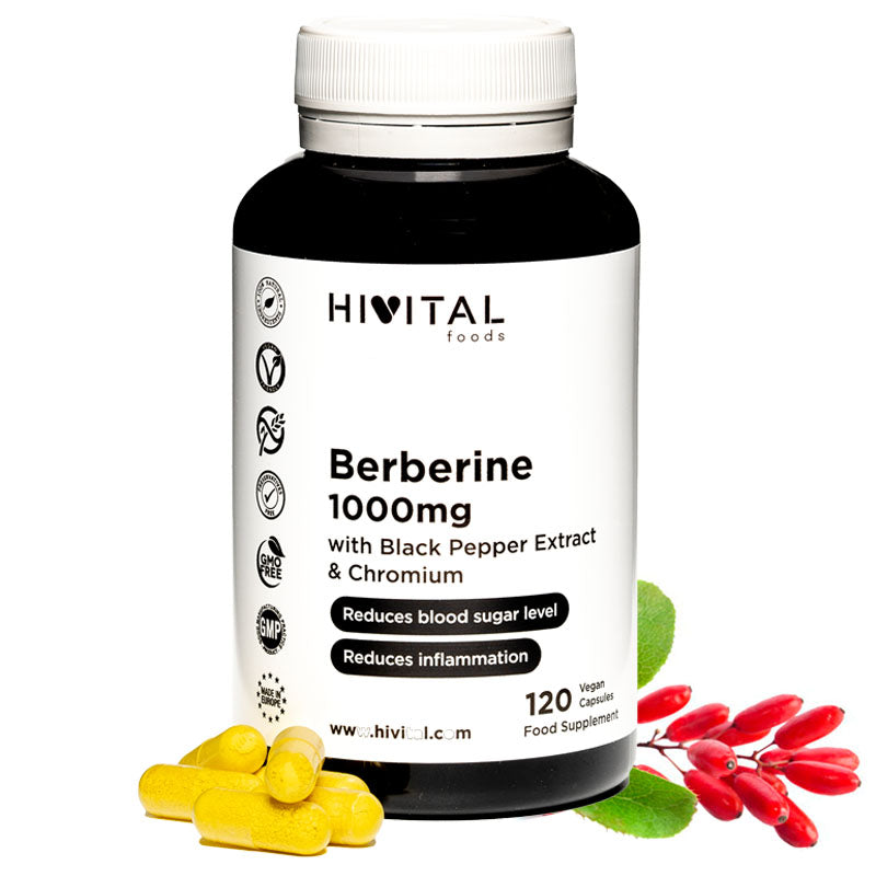 Berberina 1000 mg Hivital 120 cápsulas veganas