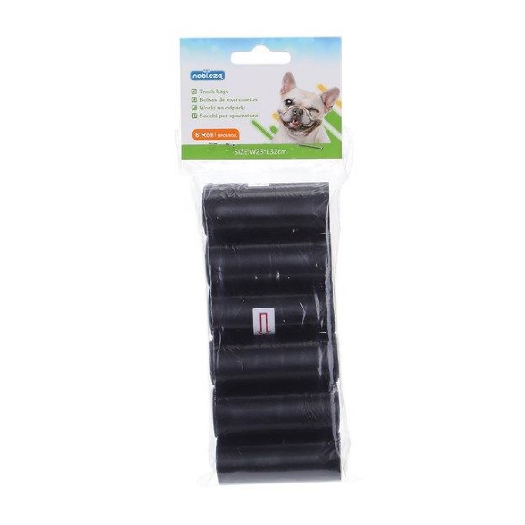 Bolsas biodegradables para excrementos negras 6 Rollos - 90 bolsas