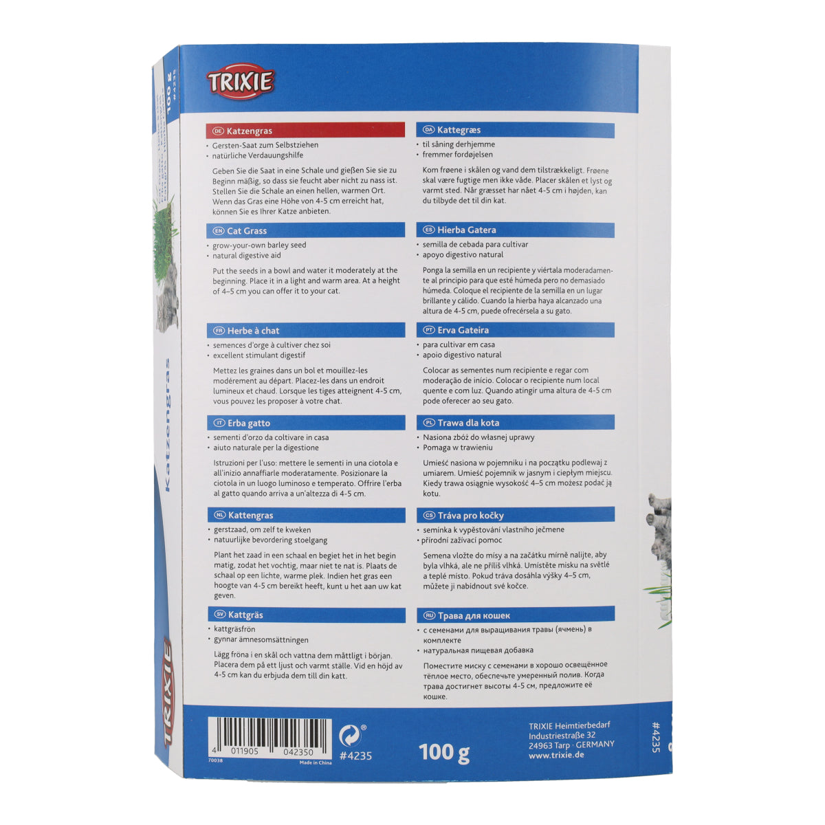 Erba gatta con vassoio Trixie 100 g
