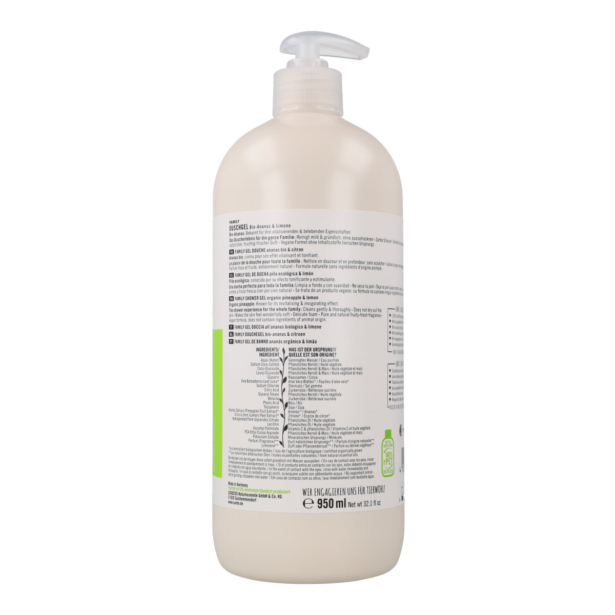 Gel doccia biologico all'ananas e limone Sante 950 ml