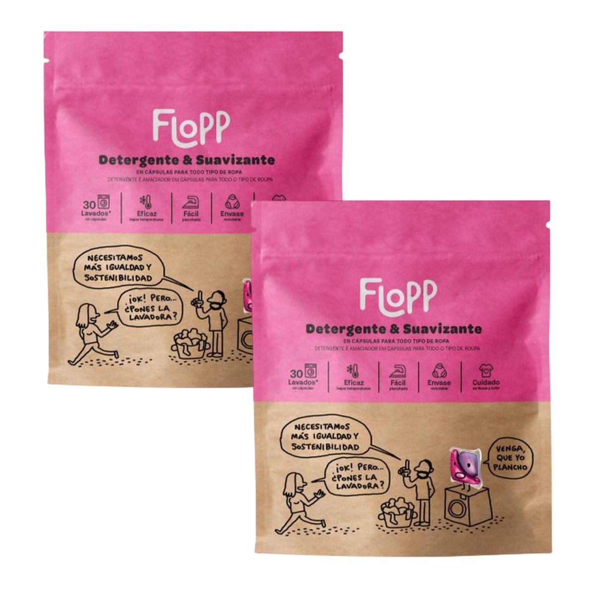 Pack 2 x Detergente con suavizante ECO Flopp 30caps