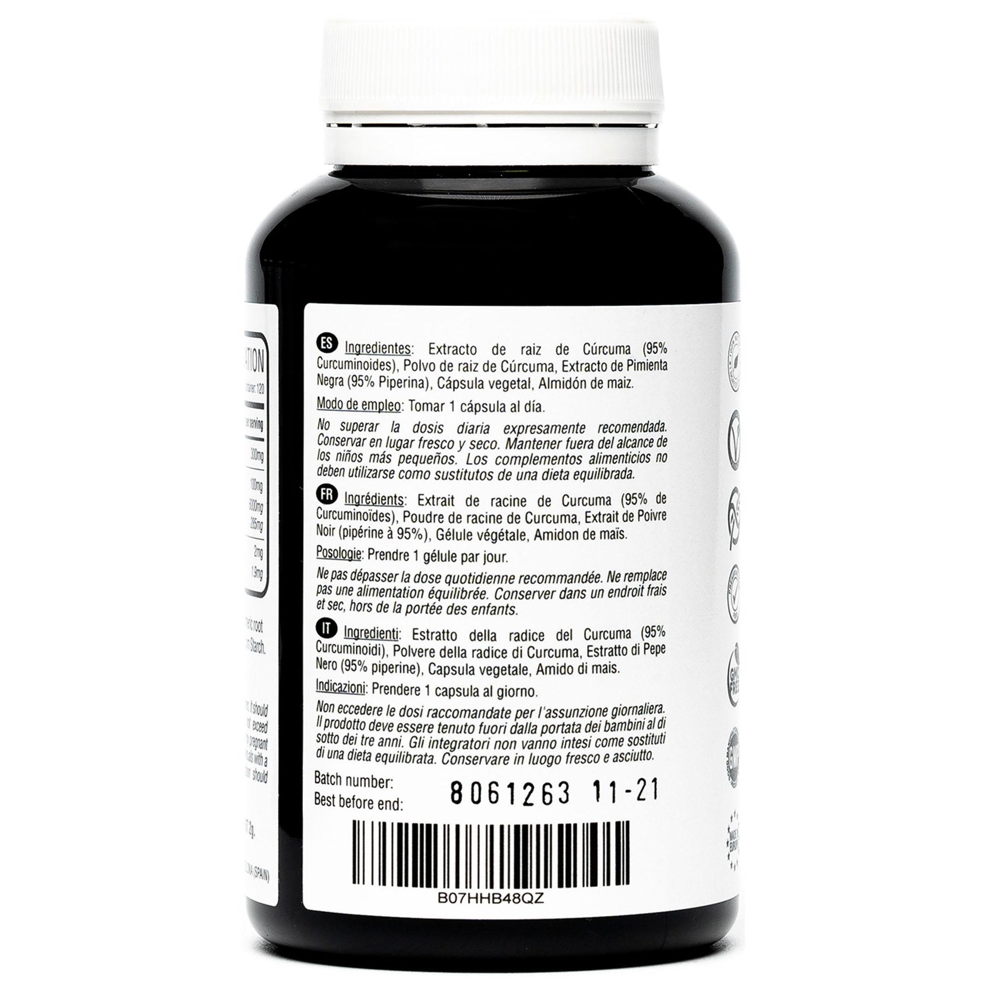 Cúrcuma 6000 mg con Pimienta Negra Hivital 120 cápsulas Veganas