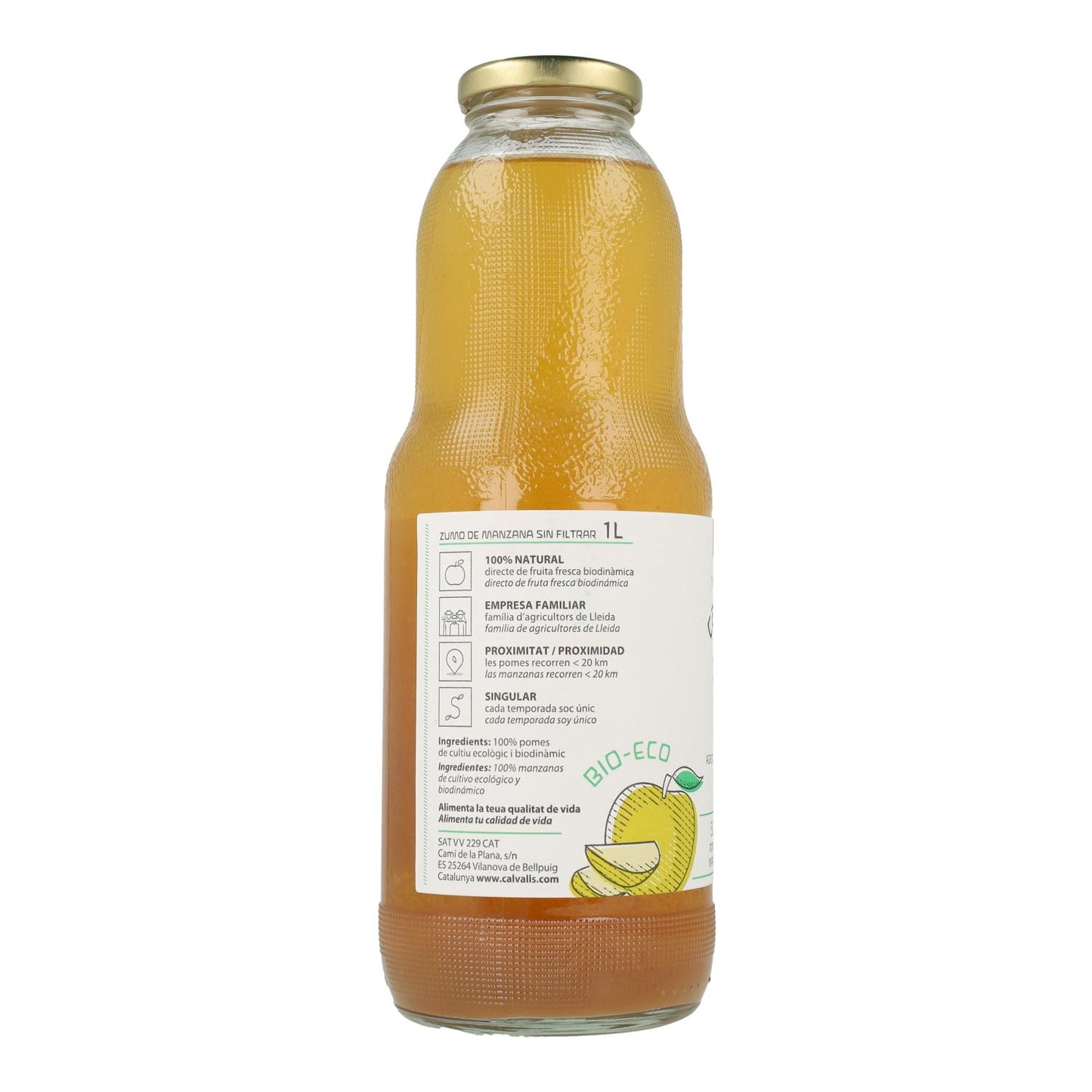 Zumo de Manzana Sin Filtrar ECO Cal Valls, 1 L
