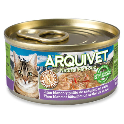 Atún blanco y cangrejo en salsa Arquivet 80 g Comida húmeda para gatos