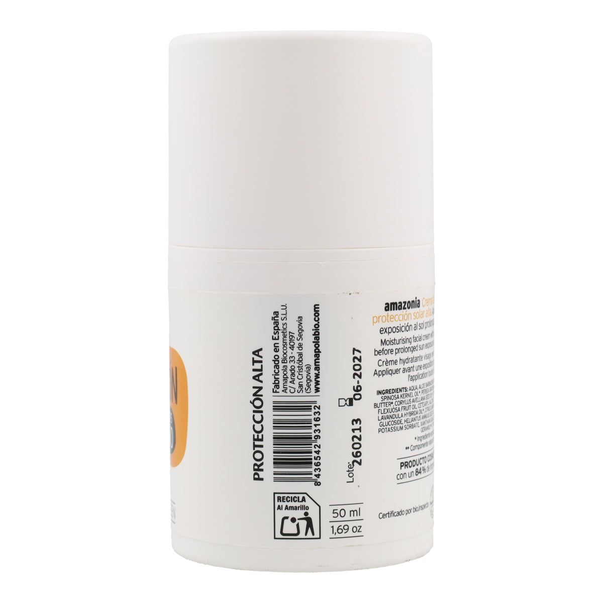 Protector solar facial SPF 50 Amazonia Amapola 50ml