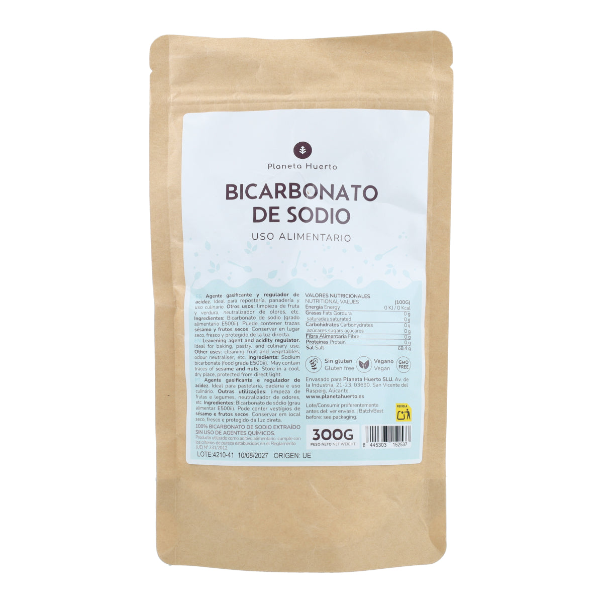 Bicarbonato di sodio alimentare ECO Planeta Huerto 300 g