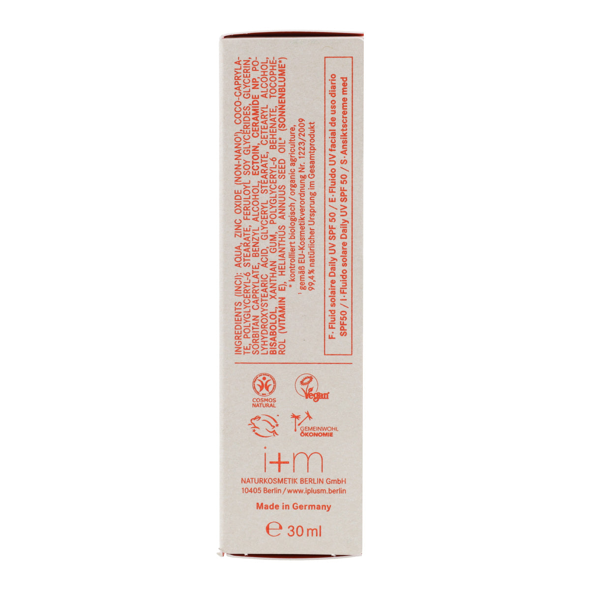 Fluido viso per uso quotidiano UV SPF50 I+M 30 ml