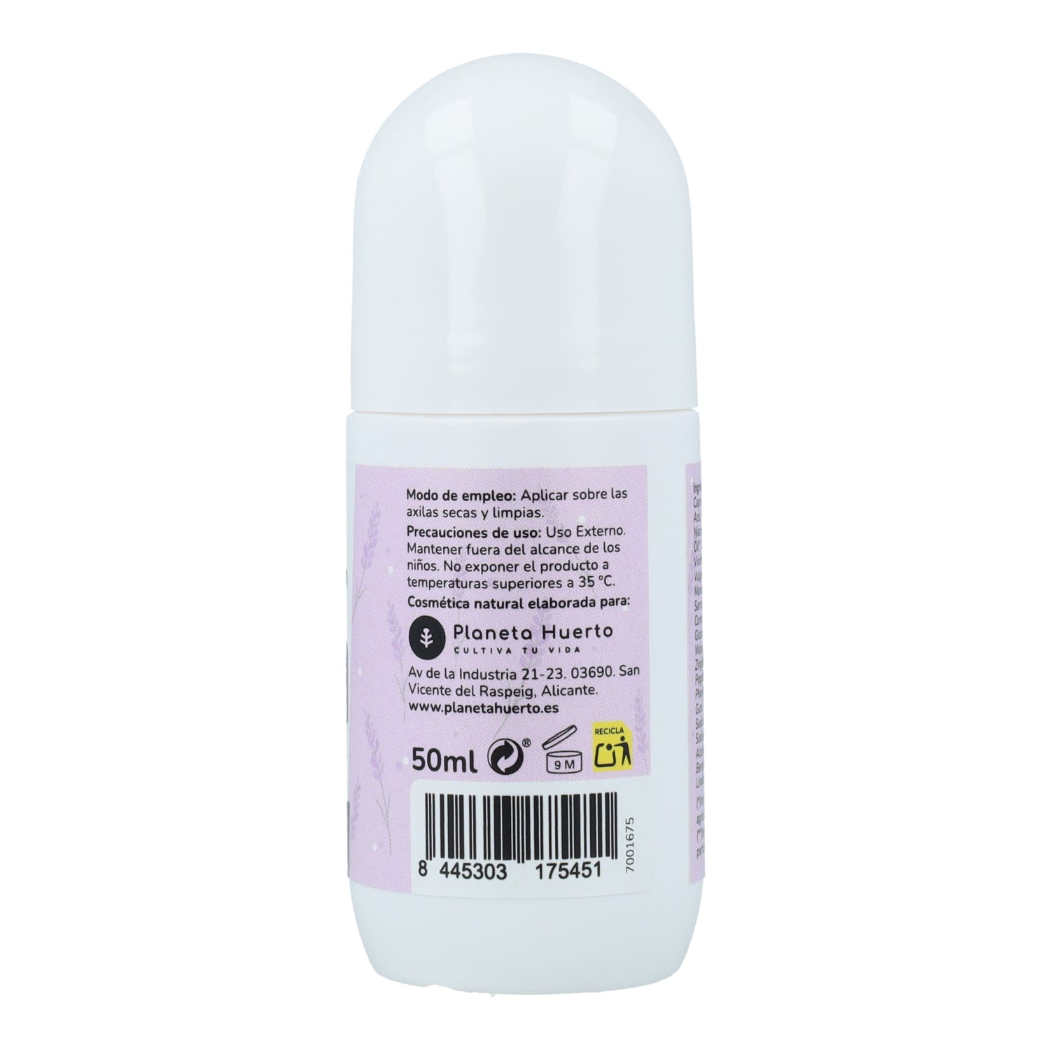 Desodorante natural roll-on Niacinamida y Lavanda Planeta Huerto 50 ml