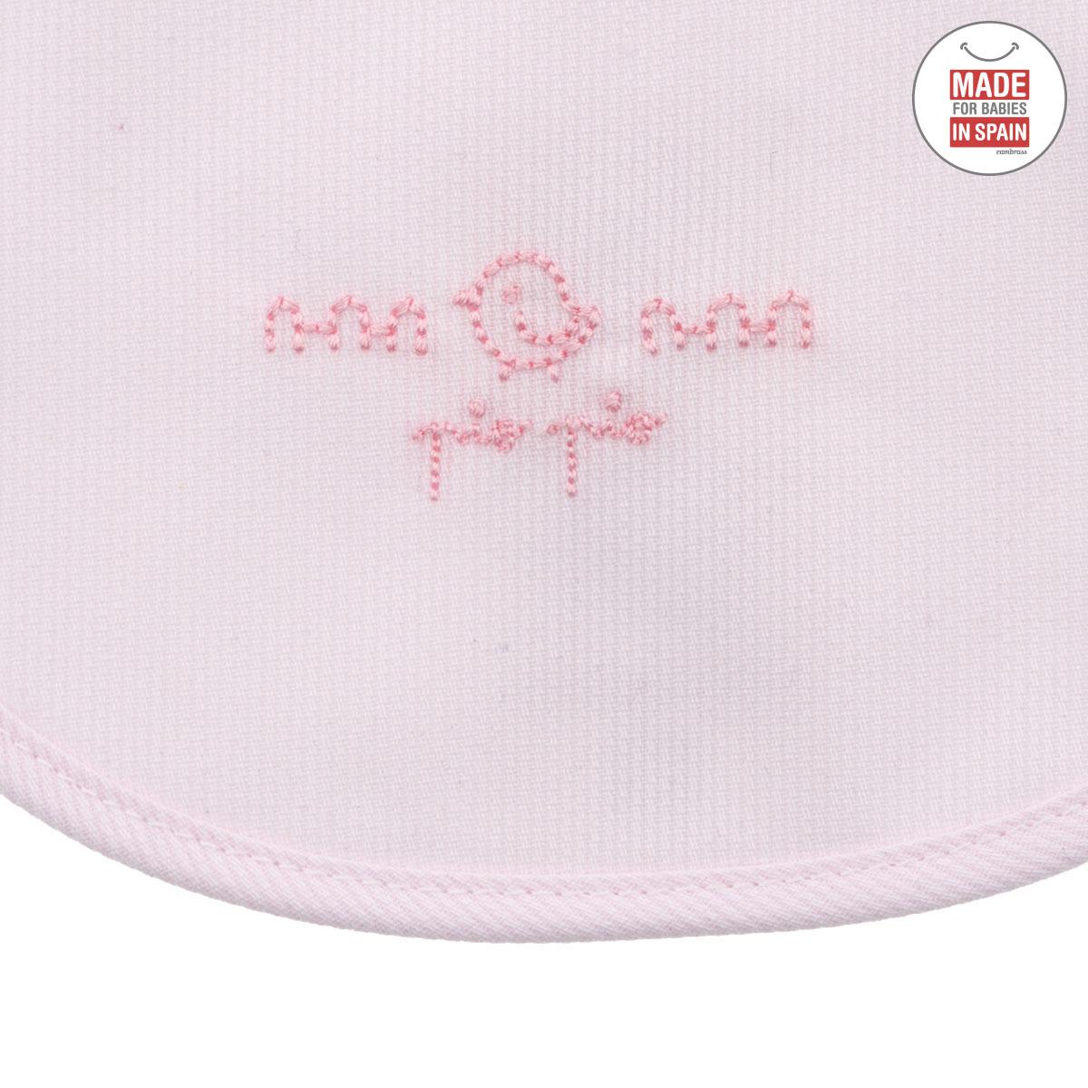Babero cuadrado con Velcro Celeste 20x26 cm. Color Rosa