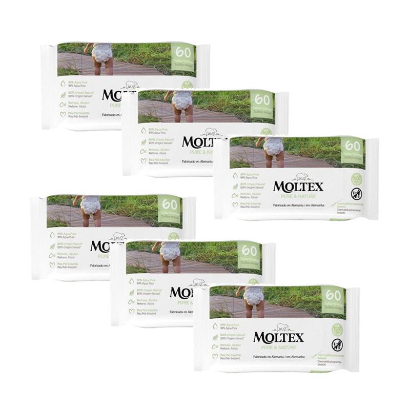 Pack 6 x Toallitas Moltex Pure & Nature 60 Uds