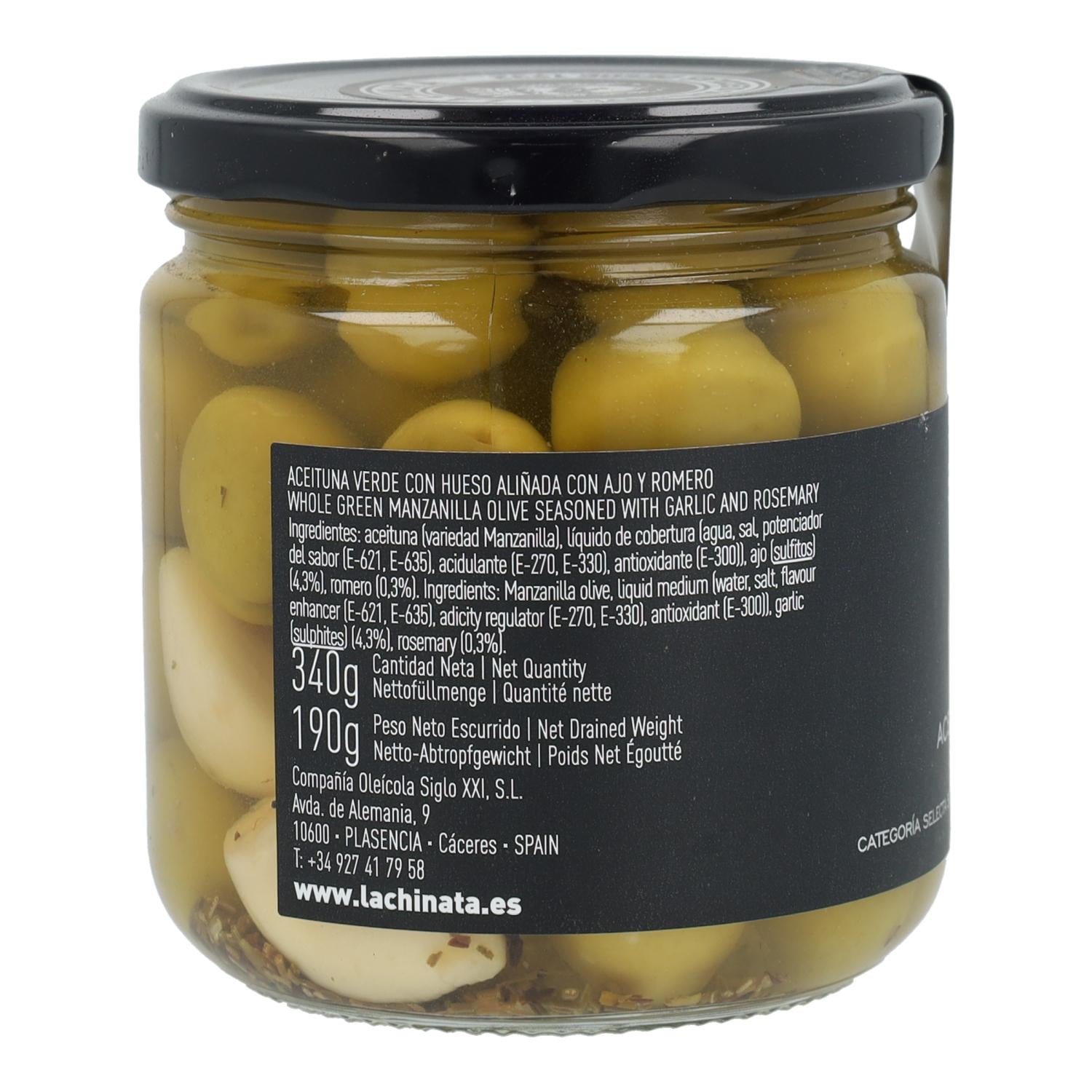 Aceituna Manzanilla con Ajo y Romero La Chinata 350 gr