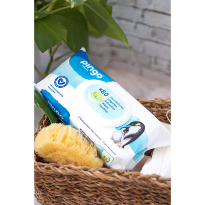 Pack 12 x Toallitas húmedas de bebé 100% biodegradables Pingo 80 uds