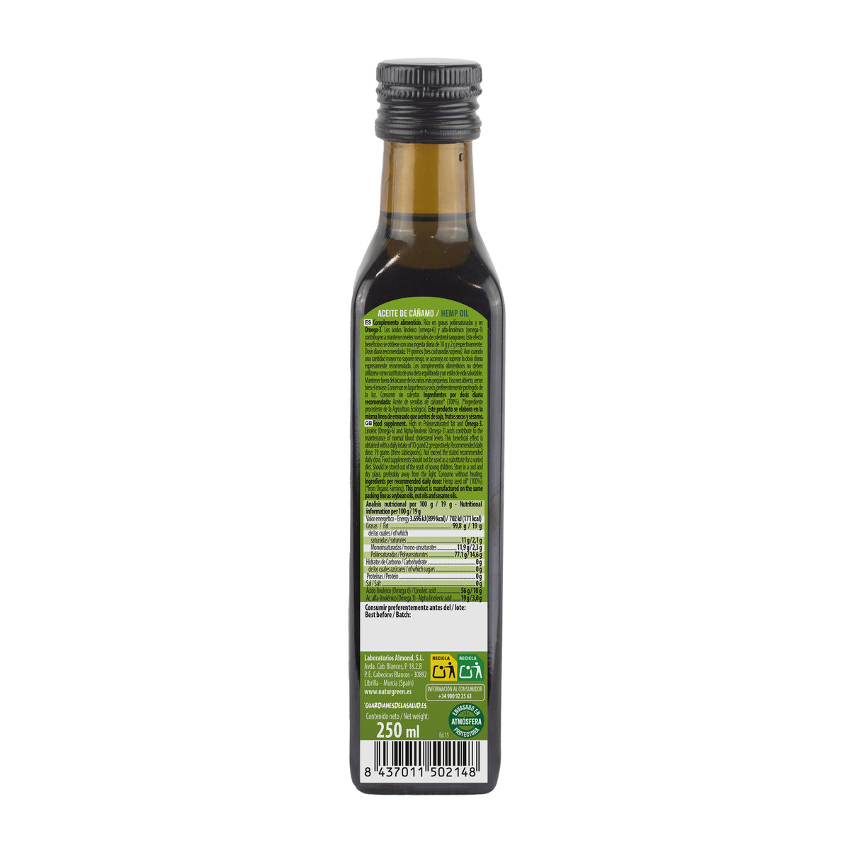 Olio di canapa biologico, NaturGreen 250 ml