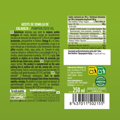 Olio di semi di zucca biologico NaturGreen, 250 ml