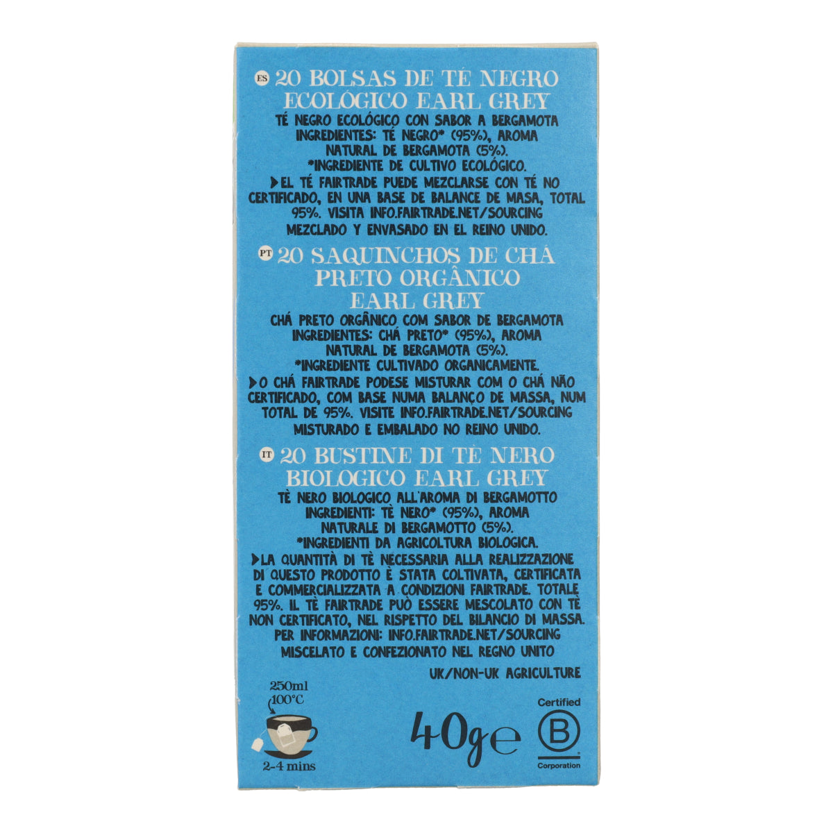 Tè nero Earl Grey Bio Cupper 20 bustine