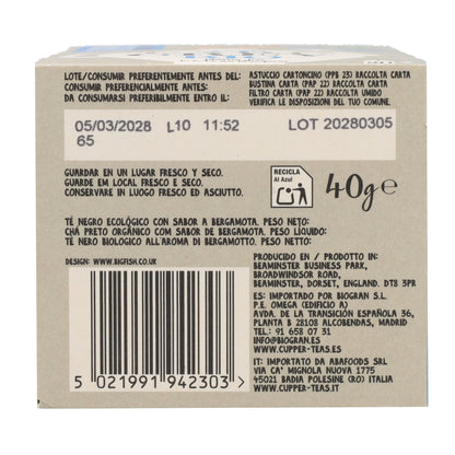 Tè nero Earl Grey Bio Cupper 20 bustine