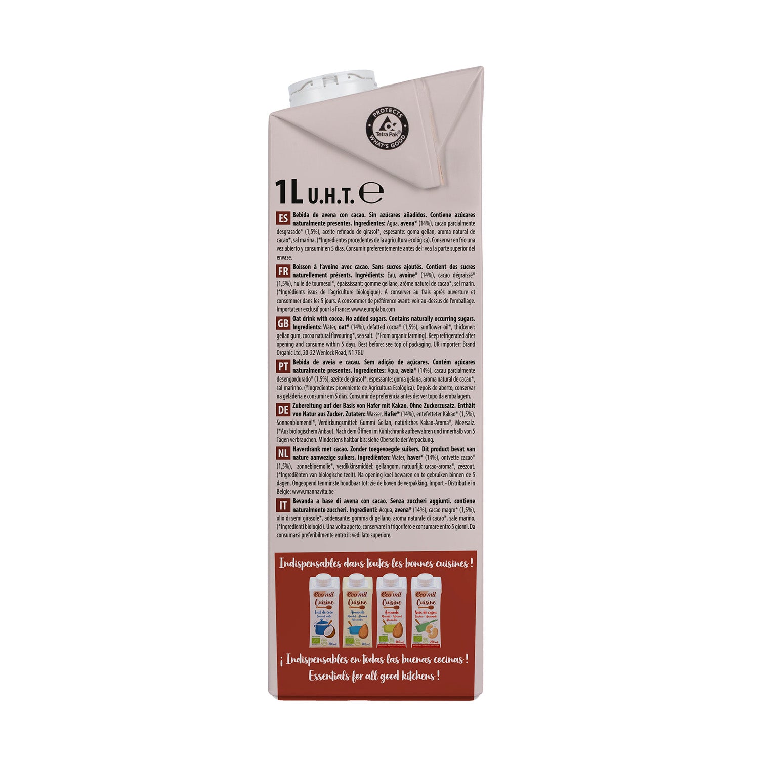Confezione da 6 bevande all'avena Choco NaturGreen 1 L