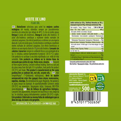 Olio di lino biologico NaturGreen 500 ml
