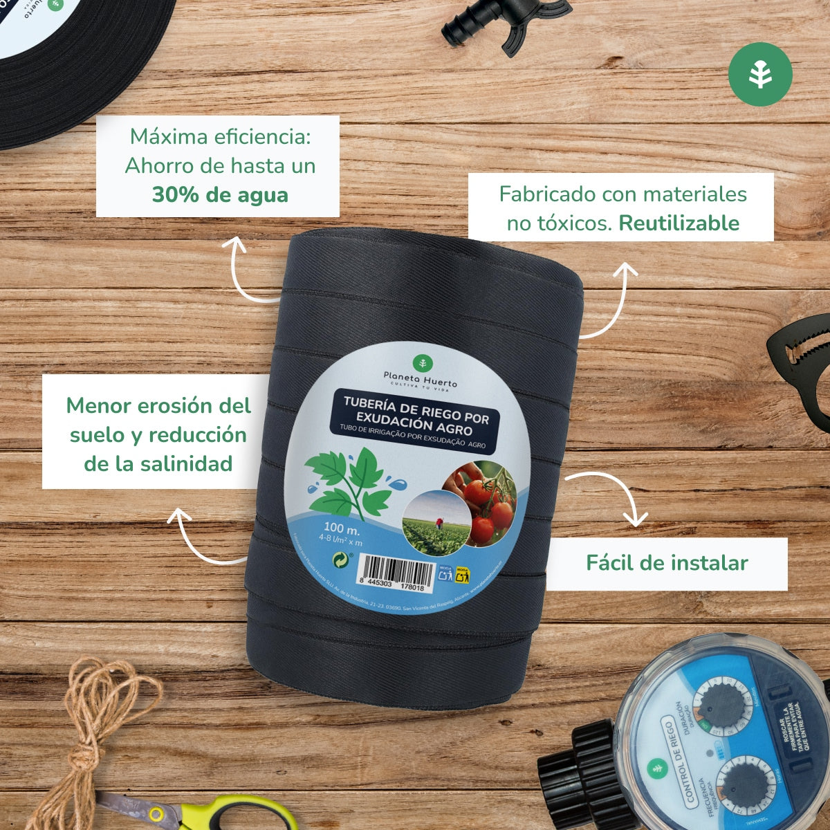 Tubería de Riego por Exudación en Rollo Garden Planeta Huerto 50 m