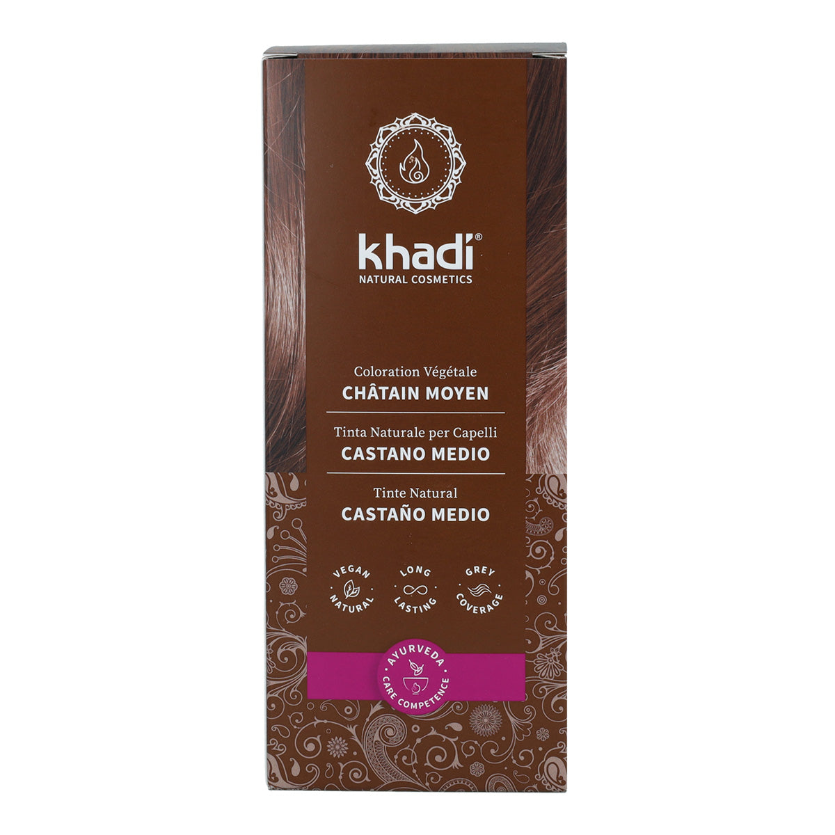 Tinte natural color castaño medio Khadi 100 g