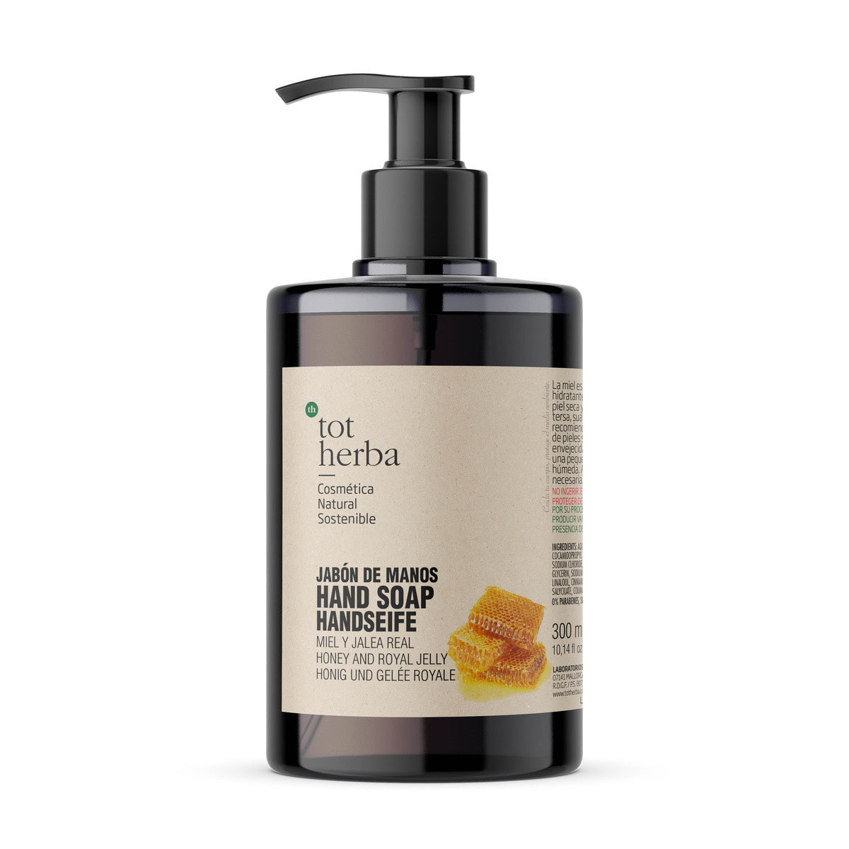 Jabón de Manos de Miel y Jalea Real, Tot Herba, 300 ml