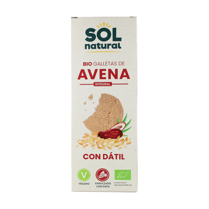 Biscotti integrali d'avena dolcificati con datteri biologici Sol Natural 170 g