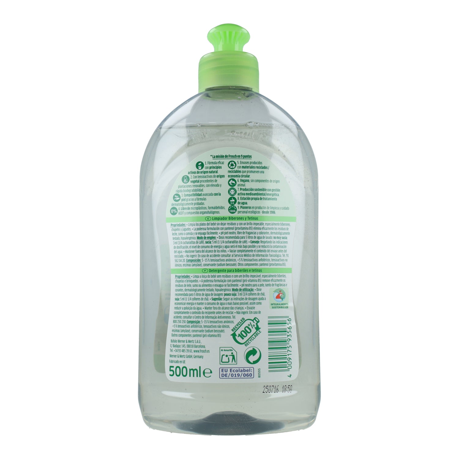 Detergente per biberon e tettarelle Frosch 500 ml