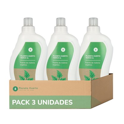 Pack 3 x Abono órgano-mineral NPK enriquecido con Humus Planeta Huerto 1 Litro
