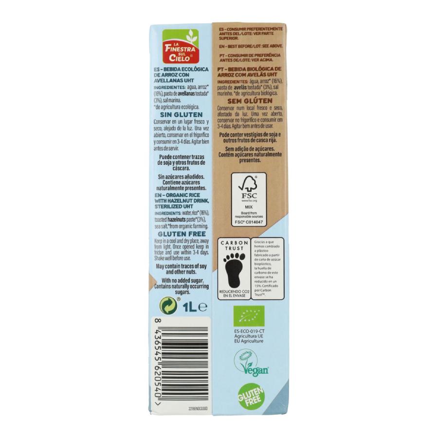 Pack 6 uds Bebida de Arroz con Avellanas Bio La Finestra Sul Cielo 1 L