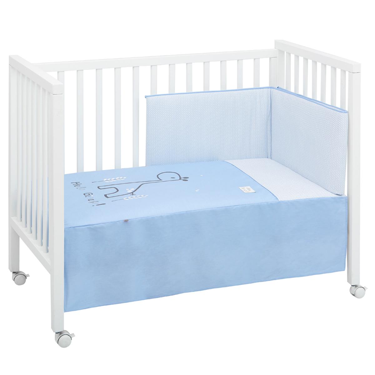 Juego de colcha + protector para cuna de BE 60x120 cm. varios colores Lion gis