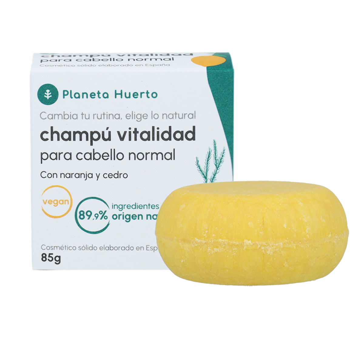 Champú sólido cabello normal Naranja y Cedro Planeta Huerto 85 gr