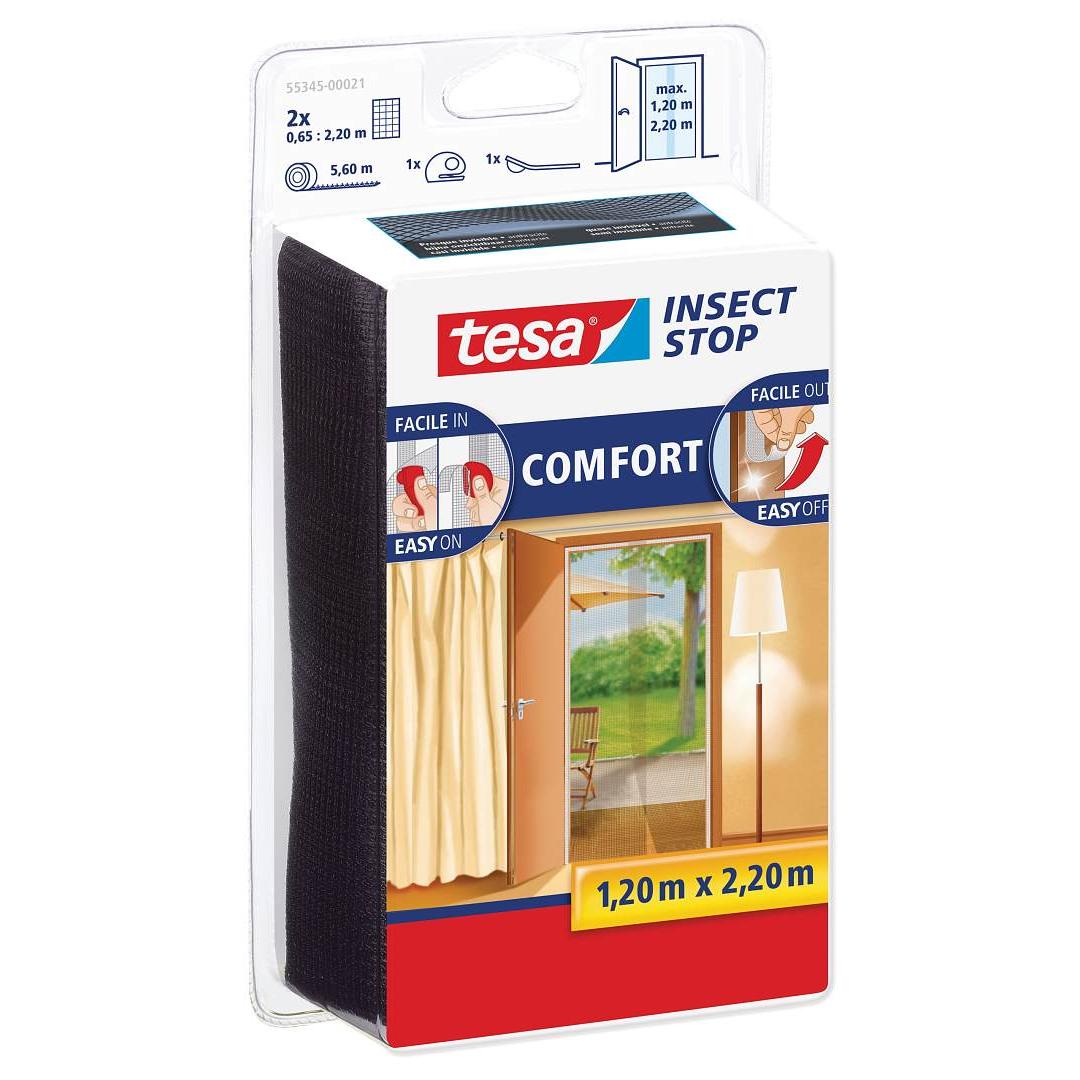 Malla mosquitera para puertas Negra 2 uds 2 x 0,65 x 220 cm Tesa