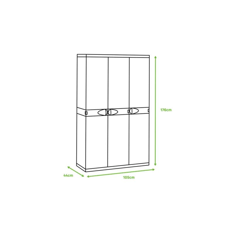Armadio a 3 ante con scopa 105 cm Titanium Plastiken Nero (Ricondizionato)