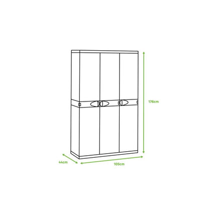 Armadio a 3 ante con scopa 105 cm Titanium Plastiken Nero (Ricondizionato)