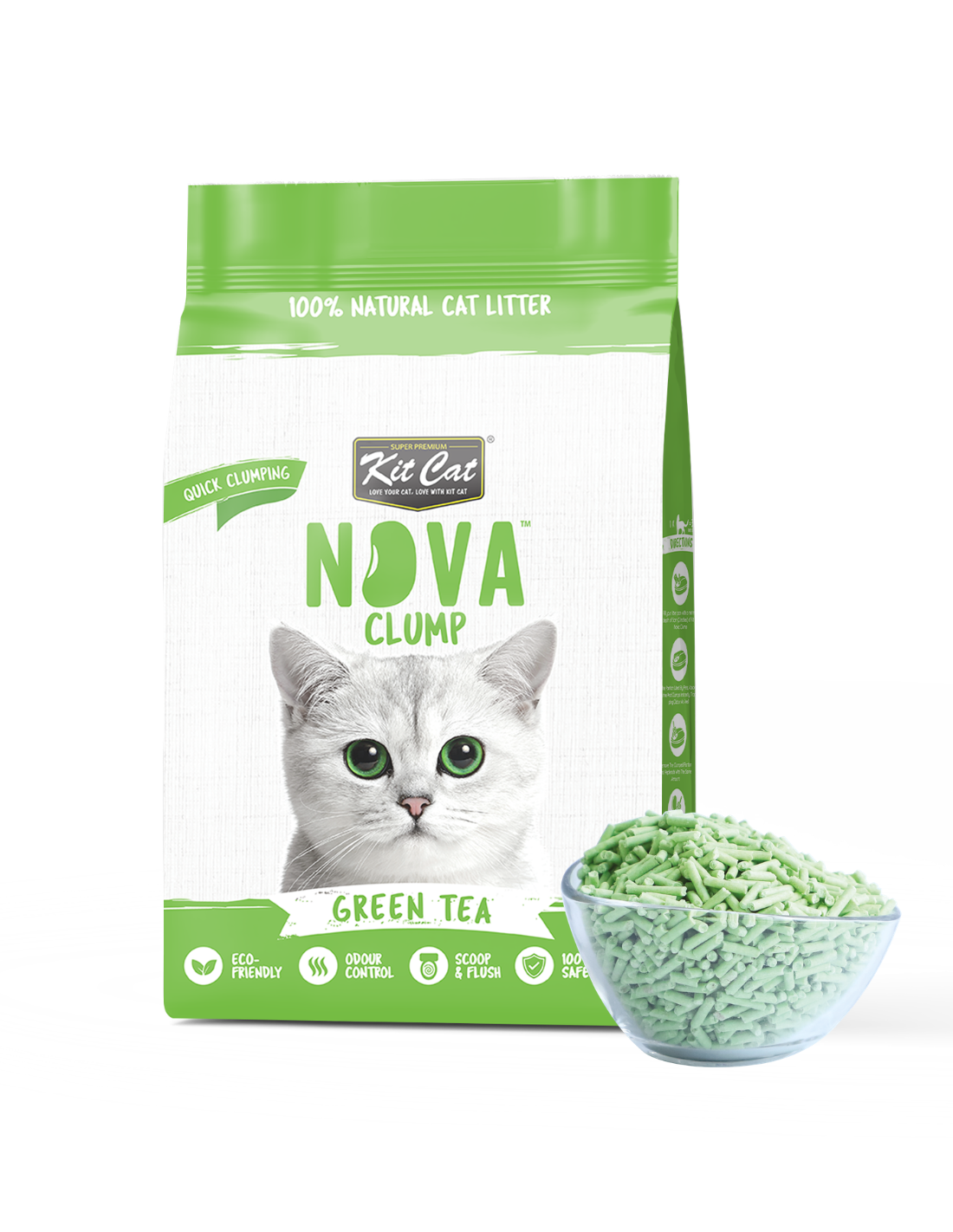 Kit Cat Arena Eco SoyaClump - Green Tea 7 L Sabbia per gatti