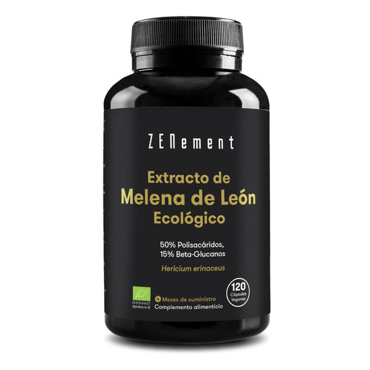Extracto de melena de león ecológico 50% Polisacáridos, 15% Beta-Glucanos Zenement, 120 comprimidos Extracto de Melena de León Ecológico