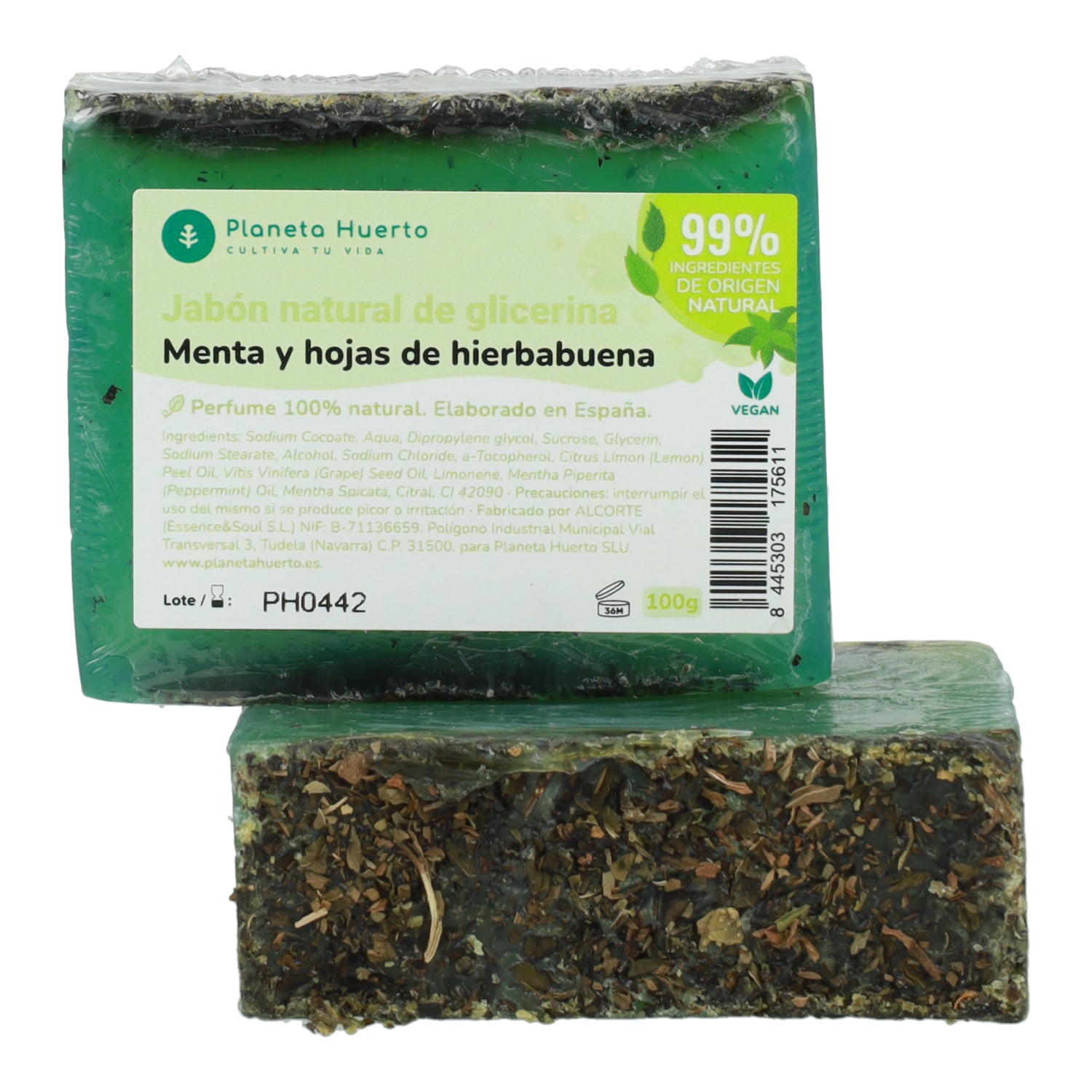 Sapone naturale alla glicerina foglie di menta e menta piperita 100 g