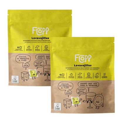 Pack 2 x Lavavajillas en gel ECO Flopp 16caps