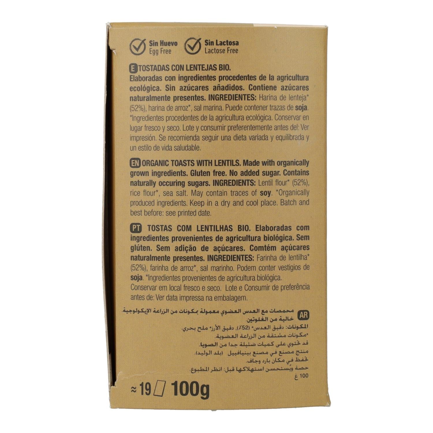 Tostadas Ligeras y Crujientes de Lentejas Bio Santiveri 100 g