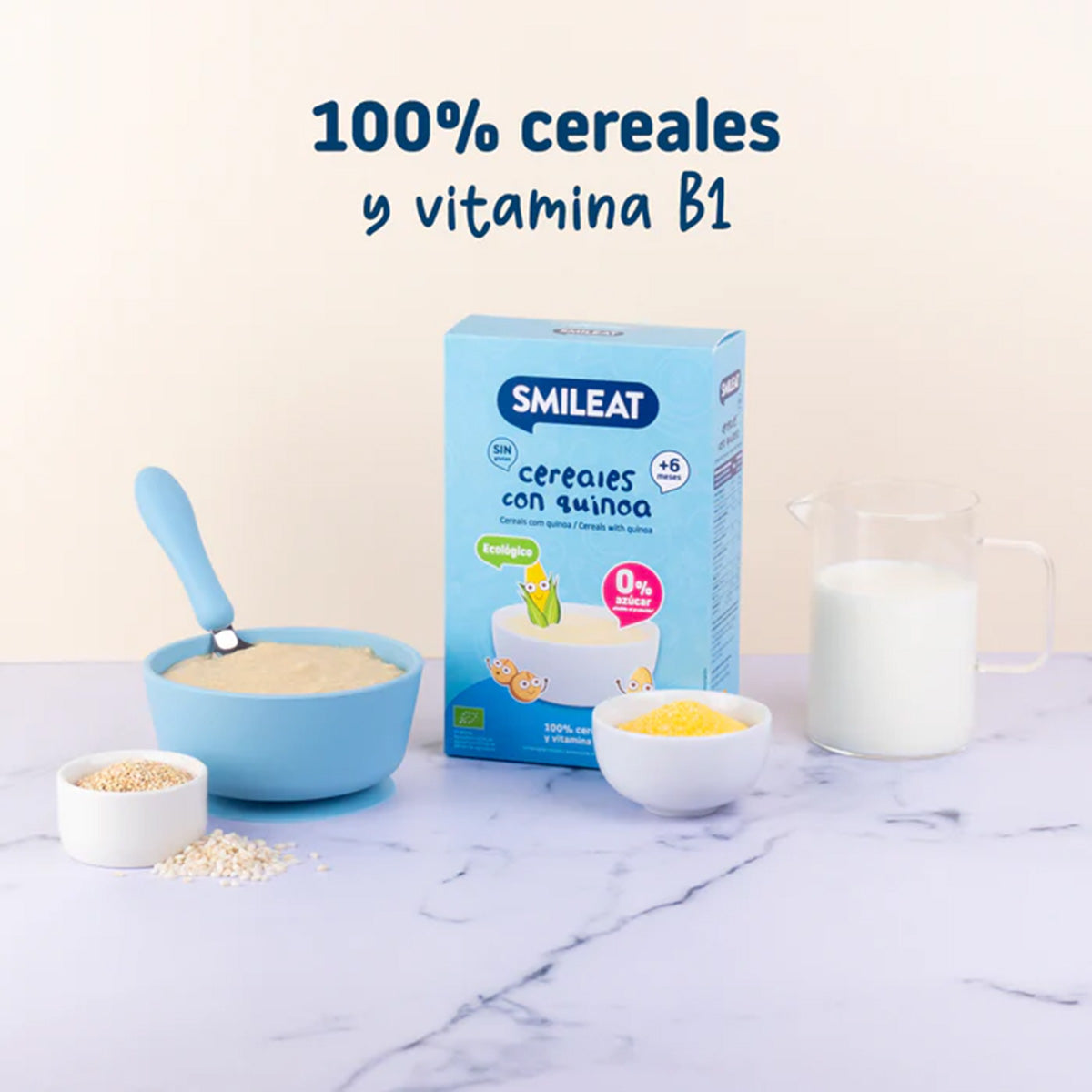 Papilla de cereales Sin Gluten con Quinoa Eco Smileat, 200g