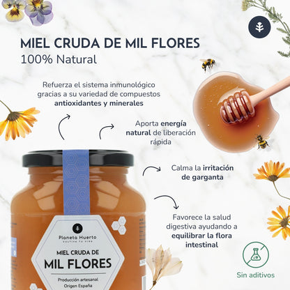Miel Cruda de Mil Flores Planeta Huerto 500 g